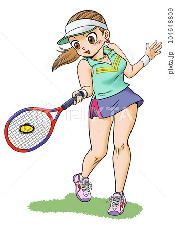 テニスでフォアハンドを打つ女の子 テニスでフォアハンドを打つ女の子 104648809
