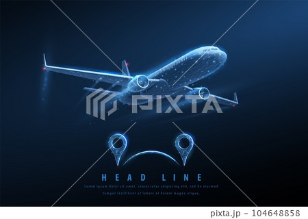 Plane and pins. Air delivery and airline navigation 104648858