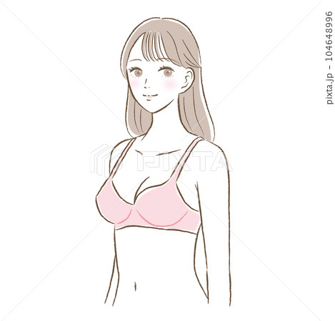 ピンクのブラジャーを着用した若くて可愛らしい女性のイラスト ピンクのブラジャーを着用した若くて可愛らしい女性のイラスト 104648996