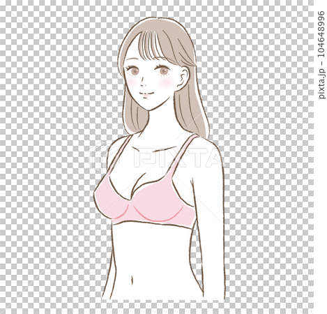 ピンクのブラジャーを着用した若くて可愛らしい女性のイラスト ピンクのブラジャーを着用した若くて可愛らしい女性のイラスト 104648996