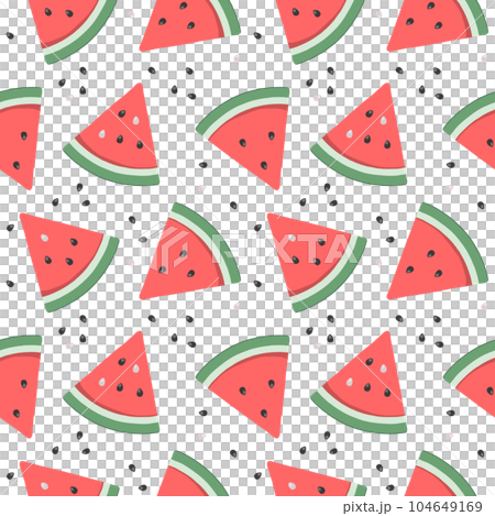 Cut watermelon and seeds, seamless pattern (red) 104649169