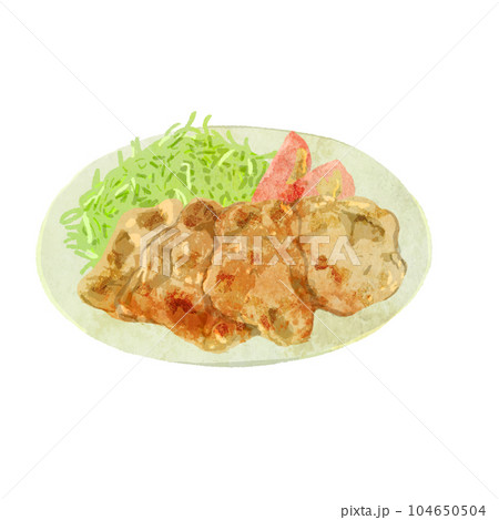 豚の生姜焼きの水彩ベクターイラスト 豚の生姜焼きの水彩ベクターイラスト 104650504