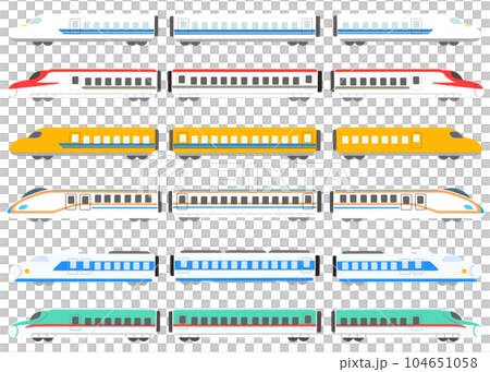 Simple and colorful Shinkansen illustration set No main line Simple and colorful Shinkansen illustration set No main line 104651058