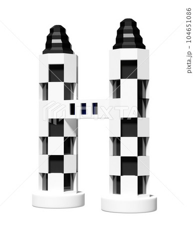 grey skyscraper, twin towers building icon isolated. 3d render illustration grey skyscraper, twin towers building icon isolated. 3d render illustration 104651086