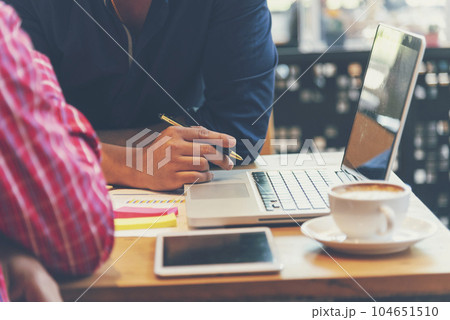 Asian Teamwork Collaboration Team Meeting Communication concept with Business people Working Together in Conference Room. Diversity Partner Business Meeting brainstorming togeter Businessman and Team 104651510