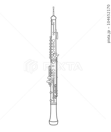 Easy coloring cartoon vector illustration of an oboe isolated on white background 104652170