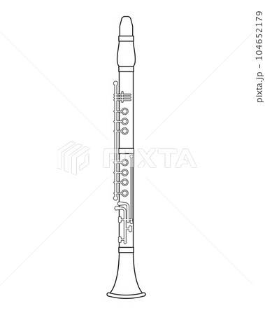 Easy coloring cartoon vector illustration of a clarinet isolated on white background 104652179