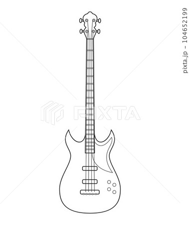 Easy coloring cartoon vector illustration of a bass isolated on white background 104652199