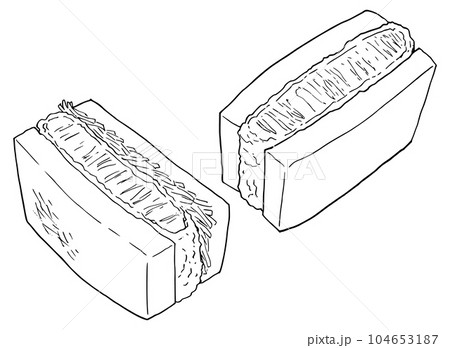 線画　シンプルイラスト　カツサンド 104653187