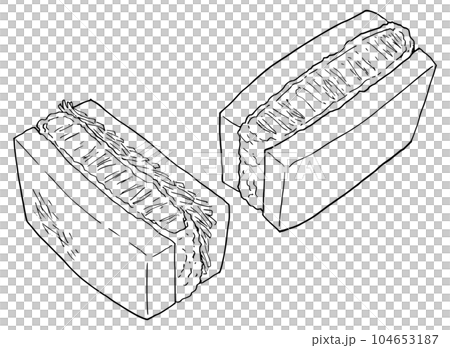 線画　シンプルイラスト　カツサンド 104653187