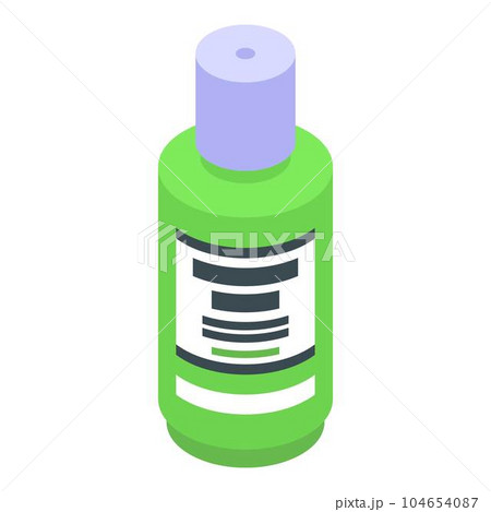 Green mouthwash icon. Isometric of green mouthwash vector icon for web design isolated on white background 104654087