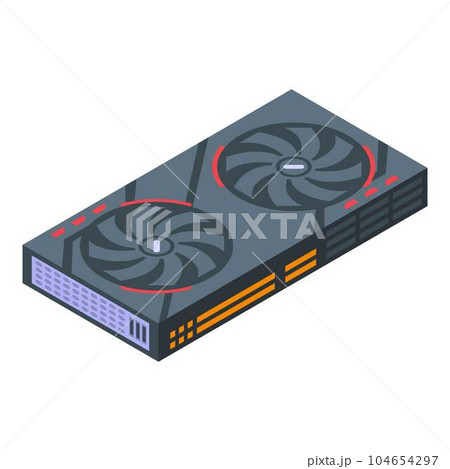 Component graphic card icon. Isometric of component graphic card vector icon for web design isolated on white background Component graphic card icon. Isometric of component graphic card vector icon for web design isolated on white background 104654297