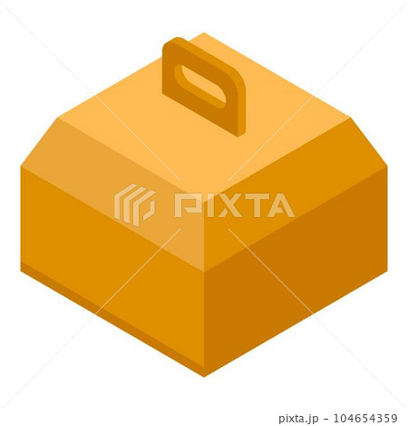 Cake box icon. Isometric of cake box vector icon for web design isolated on white background 104654359