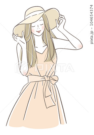 帽子をかぶる笑顔の女性 104654374