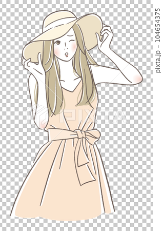 A dazzling woman wearing a hat 104654375