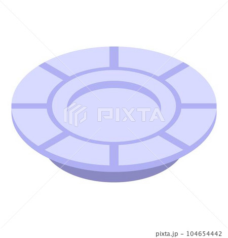 Dining plate icon. Isometric of dining plate vector icon for web design isolated on white background Dining plate icon. Isometric of dining plate vector icon for web design isolated on white background 104654442