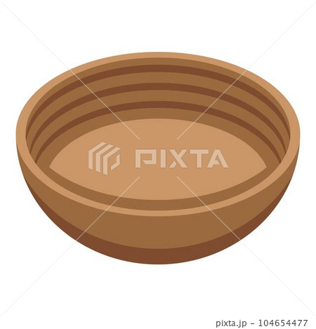 Wood bowl icon. Isometric of wood bowl vector icon for web design isolated on white background Wood bowl icon. Isometric of wood bowl vector icon for web design isolated on white background 104654477