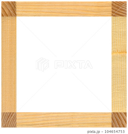 Square wooden frame cut from pine wood, isolated on white background 104654753