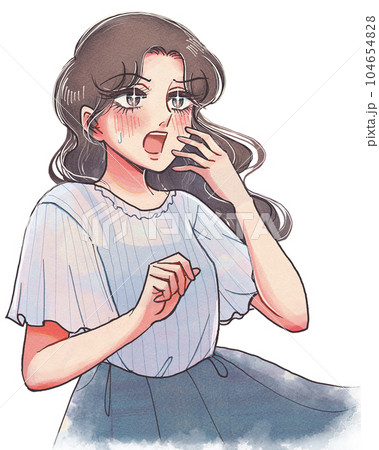 ビックリ！オーバーリアクションな少女漫画風女性のイラスト 104654828