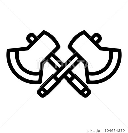Rescuer crossed axes icon. Outline rescuer crossed axes vector icon for web design isolated on white background 104654830
