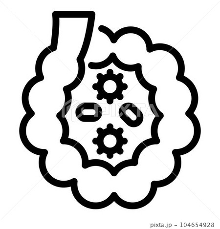 Intestine probiotics icon. Outline intestine probiotics vector icon for web design isolated on white background 104654928