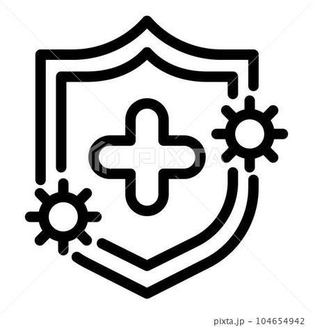 Probiotics shield icon. Outline probiotics shield vector icon for web design isolated on white background 104654942