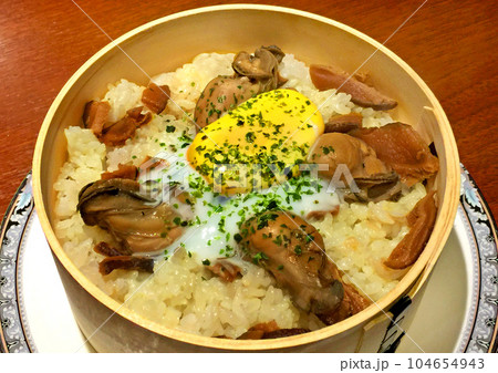 かきめし　牡蠣めし　かきせいろごはん、牡蠣せいろごはん 104654943
