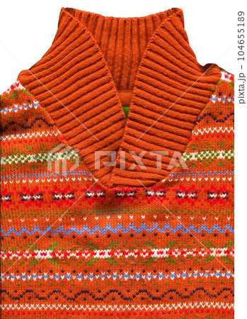 Handmade knitted cardigan fabric orange wool background texture and sweater Handmade knitted cardigan fabric orange wool background texture and sweater 104655189