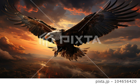 Generative ai illustration of Giant majestic american Eagle 104656420
