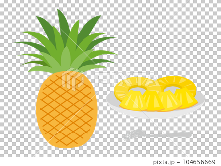 A set of pineapple illustrations on a plate_5 A set of pineapple illustrations on a plate_5 104656669