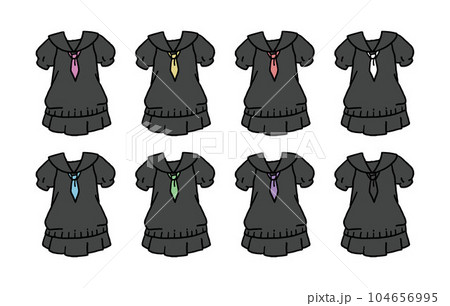 黒のセーラー服のイラストセット 104656995