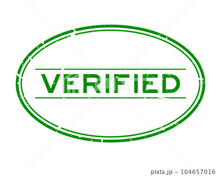 Grunge green verified word oval rubber seal stamp on white background 104657016