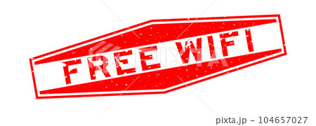 Grunge red free wifi word hexagon rubber seal stamp on white background Grunge red free wifi word hexagon rubber seal stamp on white background 104657027