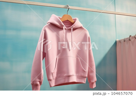 A mock-up of an oversize hoodie with a hood and pocket 104657070
