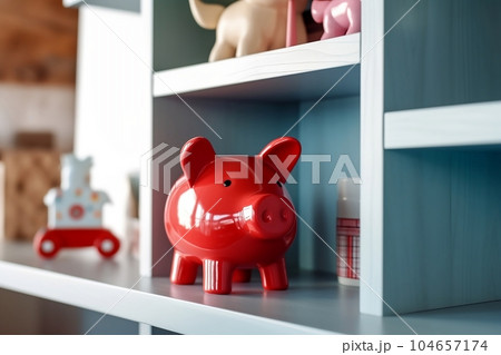 Piggy bank is on the shelf Piggy bank is on the shelf 104657174