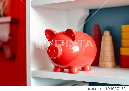 Piggy bank is on the shelf Piggy bank is on the shelf 104657175