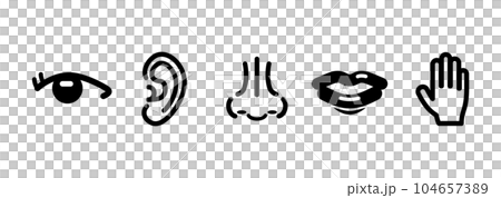 五種感官單色線描圖標集 104657389