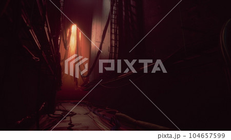 Electric wires in the tunnel with light Electric wires in the tunnel with light 104657599
