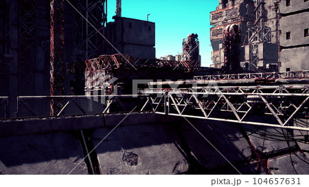 Old abandoned post-Soviet coal power plant 104657631