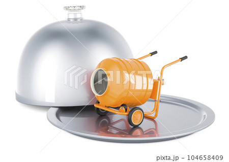 Restaurant cloche with cement mixer, 3D rendering 104658409