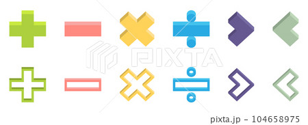 Math character icon collection vector illustration isolated on white Math character icon collection vector illustration isolated on white 104658975