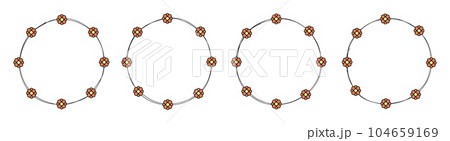 Hand drawn circle frame decoration element with flowers clip art Hand drawn circle frame decoration element with flowers clip art 104659169