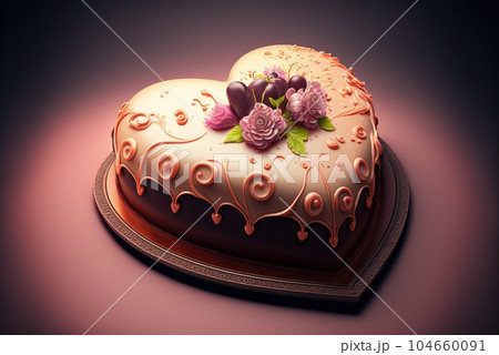 Cake in the form of a heart Cake in the form of a heart 104660091