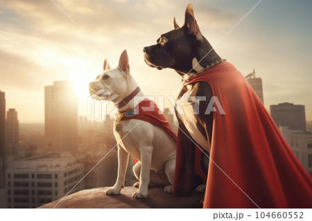 Superpet dogs heroes. Domestic animal. Generate Ai 104660552