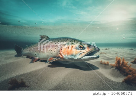Salmon underwater nature. Ocean animal. Generate Ai 104660573