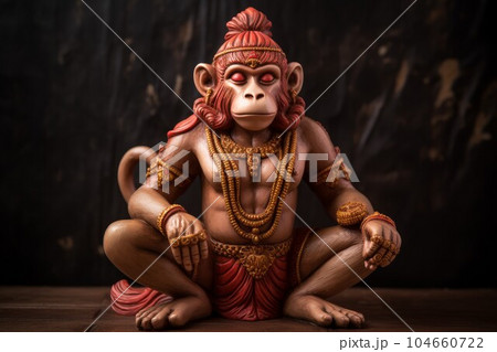 Hanuman monkey god statue. Asia travel. Generate Ai 104660722