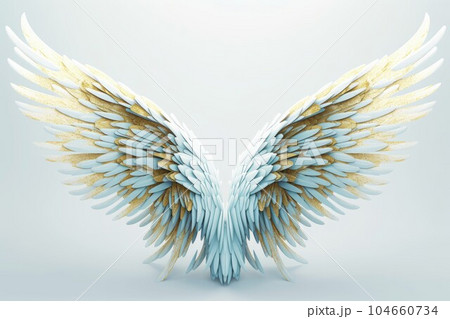 Golden white angel wings nature. Silver...のイラスト素材 ...