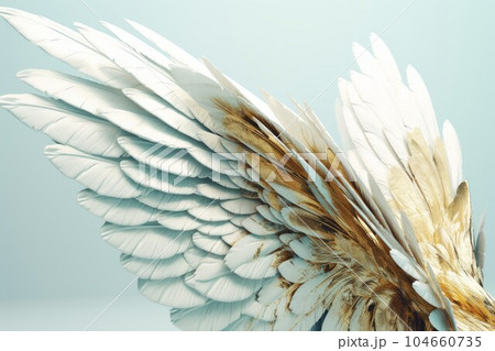 Golden white angel wings dream. Digital fairy....のイラスト素材 ...