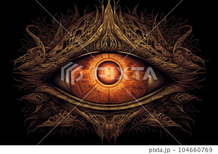 Eye of sauron lord. Ancient total view. Generate Ai 104660769