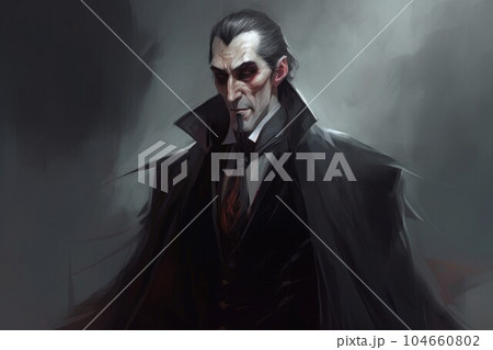 Dracula old vampire. Fantasy party night. Fictional person. Generate Ai 104660802